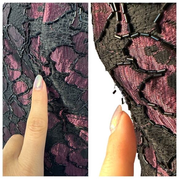 Vintage 90’s Bill Blass Evening Beaded & Lace Cocktail Mini Dress Size 6 - Picture 15 of 16